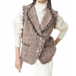 NEW SUNCOO divy sleeveless tweed jacket vest in rouge